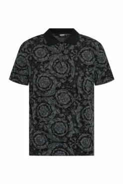 Versace CZARNY Polo ze wzorem `Barocco`