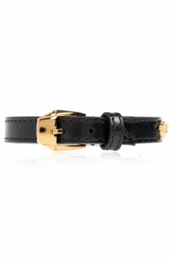 Versace CZARNY Skórzana bransoleta