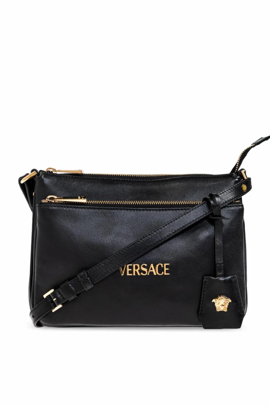 Versace CZARNY Skórzana torba na ramię