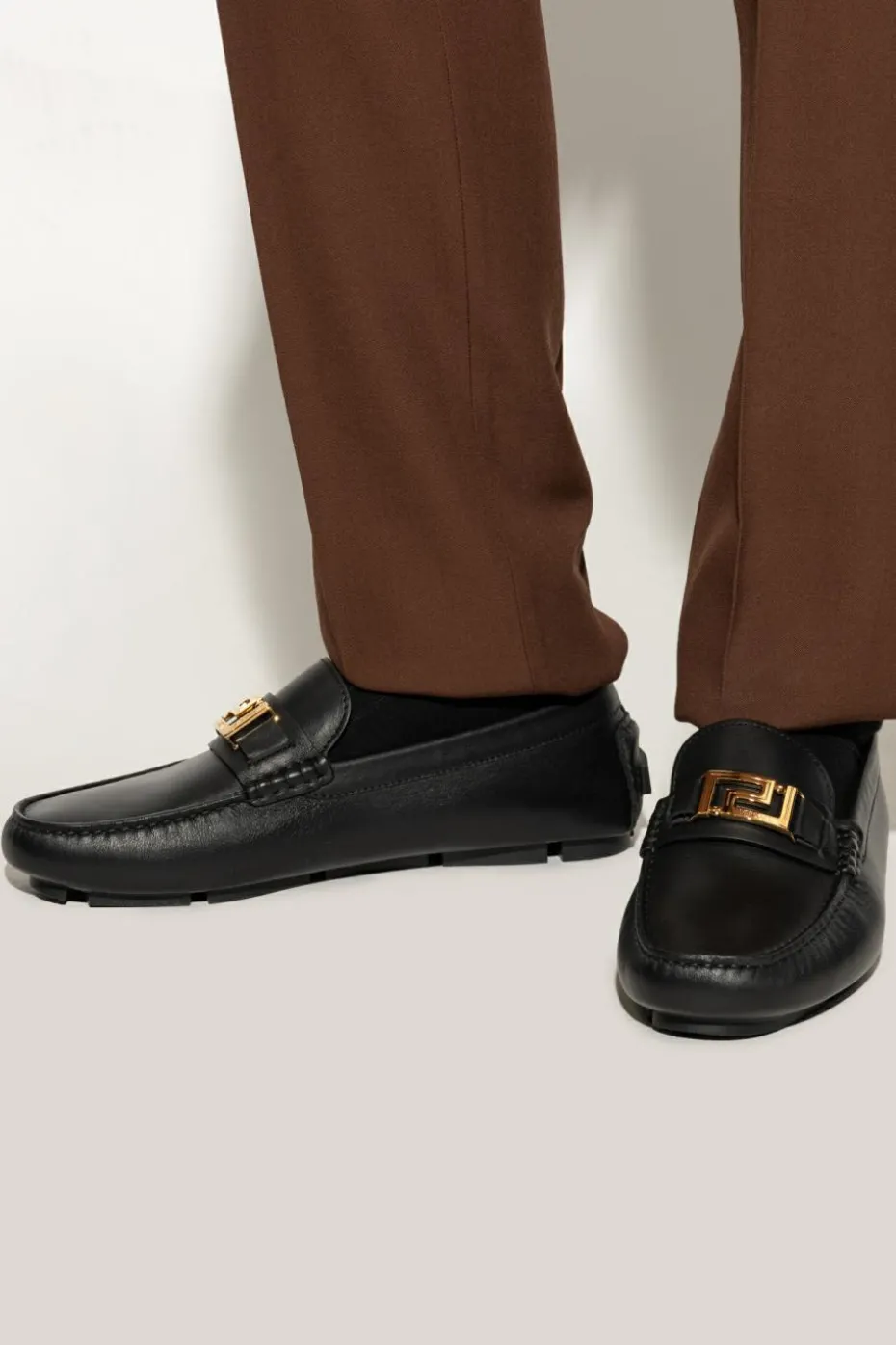 Versace CZARNY Skórzane mokasyny