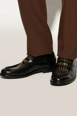 Versace CZARNY Skórzane buty typu `loafers`