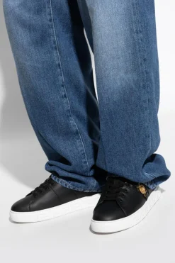 Versace CZARNY Skórzane buty sportowe