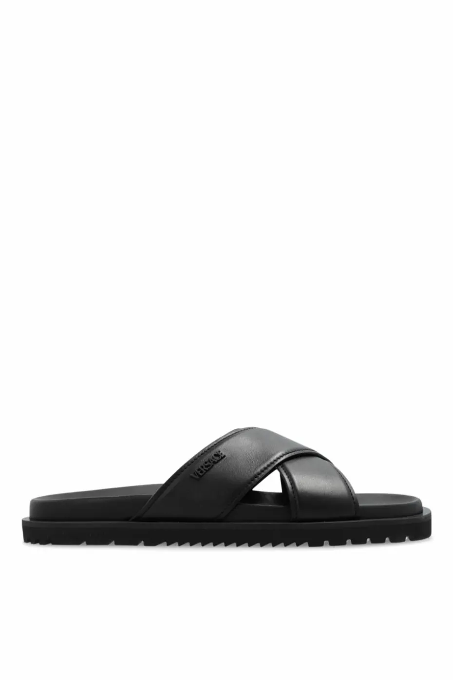 Versace CZARNY Skórzane klapki