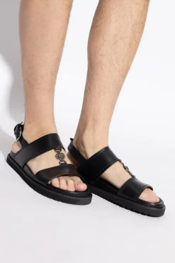 Versace CZARNY Skórzane sandały