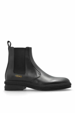 Versace CZARNY Skórzane sztyblety