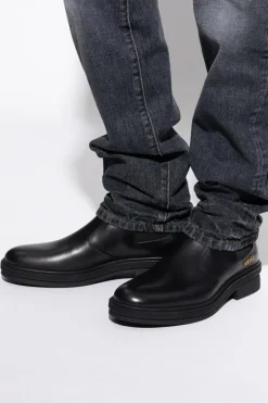 Versace CZARNY Skórzane sztyblety