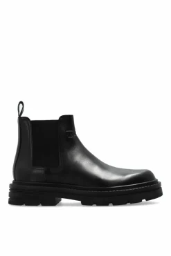 Versace CZARNY Skórzane sztyblety