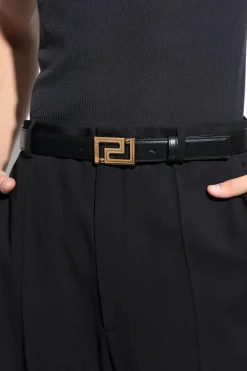 Versace CZARNY Skórzany pasek