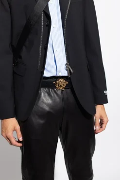 Versace CZARNY Skórzany pasek