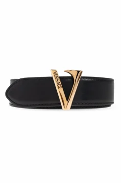 Versace CZARNY Skórzany pasek