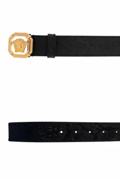 Versace CZARNY Skórzany pasek.