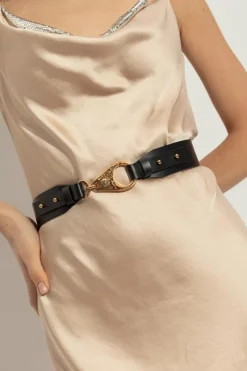 Versace CZARNY Skórzany pasek