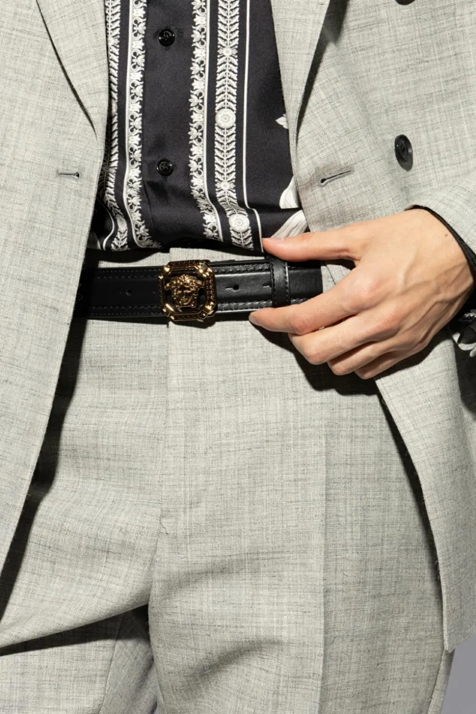 Versace CZARNY Skórzany pasek