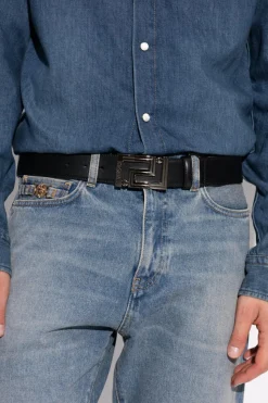 Versace CZARNY Skórzany pasek