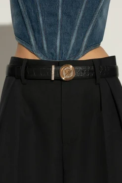 Versace CZARNY Skórzany pasek