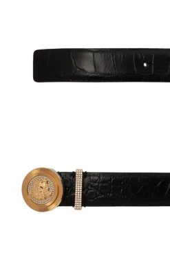 Versace CZARNY Skórzany pasek