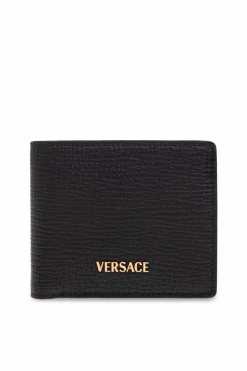 Versace CZARNY Skórzany portfel
