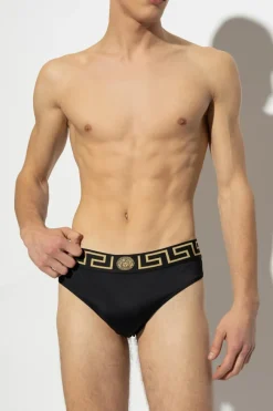Versace CZARNY Slipy kąpielowe z logo