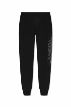 Versace CZARNY Spodnie dresowe z nadrukowanym logo