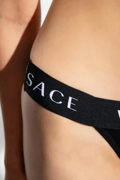 Versace CZARNY Stringi z logo