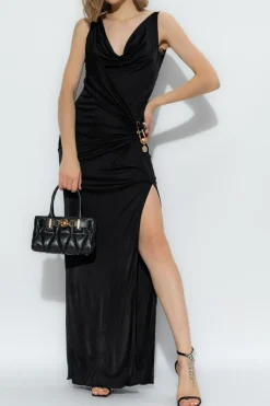 Versace CZARNY Sukienka z logo