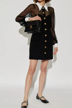 Versace CZARNY Sukienka z transparentnym tyłem