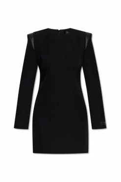 Versace CZARNY Sukienka ze skórzanymi wstawkami