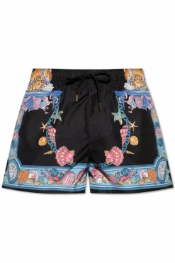 Versace CZARNY Szorty kąpielowe z nadrukiem `Coral Theatre`