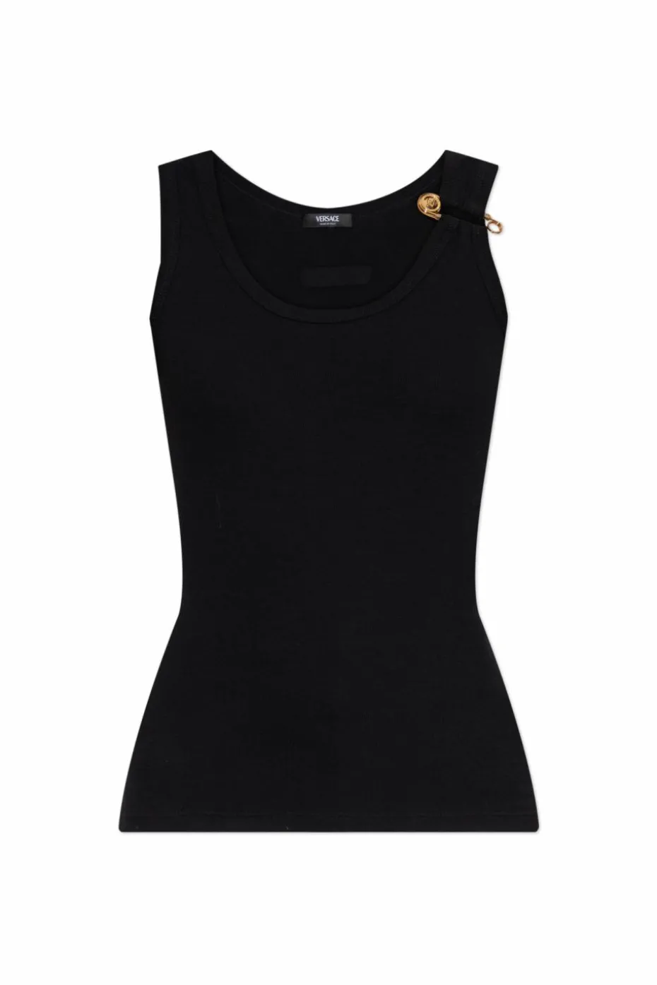 Versace CZARNY Top z dekoracyjna agrafką