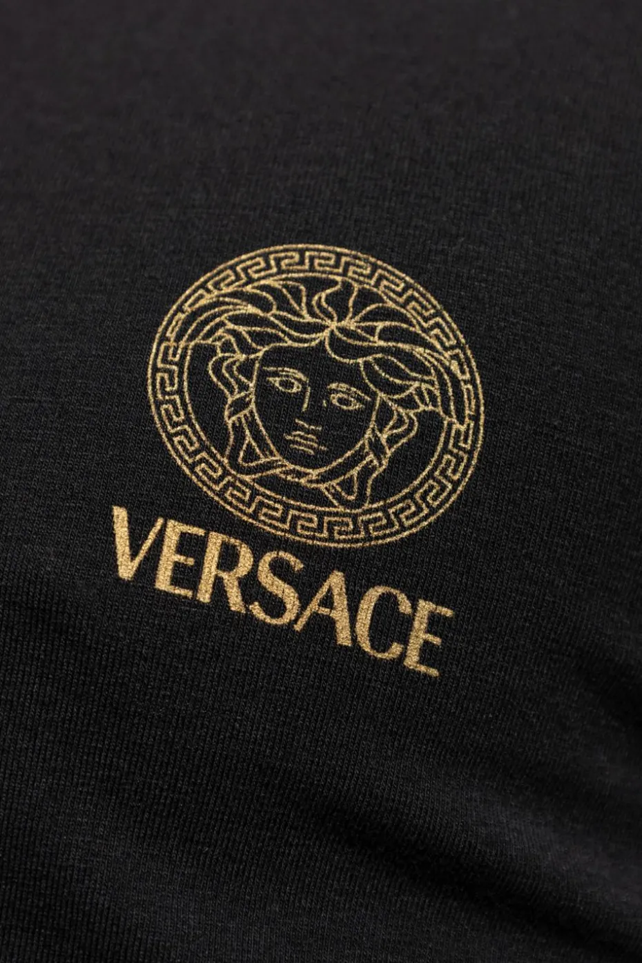 Versace CZARNY T-shirt bieliźniany z dekoltem w serek