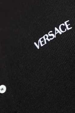 Versace CZARNY T-shirt z bieliźniany z wyszytym logo
