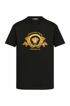 Versace CZARNY T-shirt z głową Meduzy