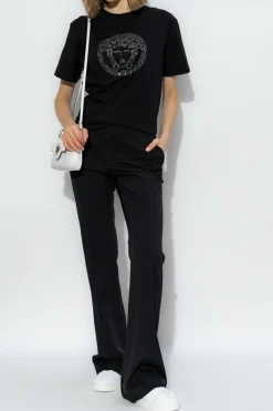 Versace CZARNY T-shirt z logo