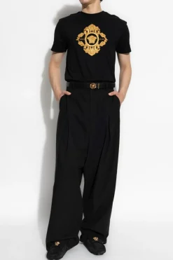 Versace CZARNY T-shirt z logo
