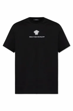 Versace CZARNY T-shirt z logo