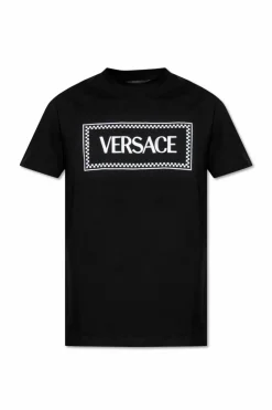 Versace CZARNY T-shirt z logo