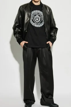 Versace CZARNY T-shirt z nadrukowanym logo