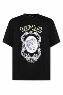 Versace CZARNY T-shirt z nadrukiem