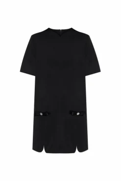 Versace CZARNY Wełniana sukienka