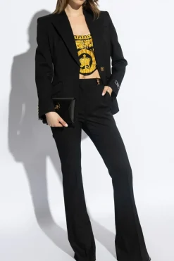 Versace CZARNY Wełniane spodnie