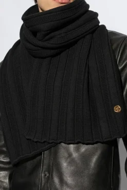 Versace CZARNY Wełniany szal