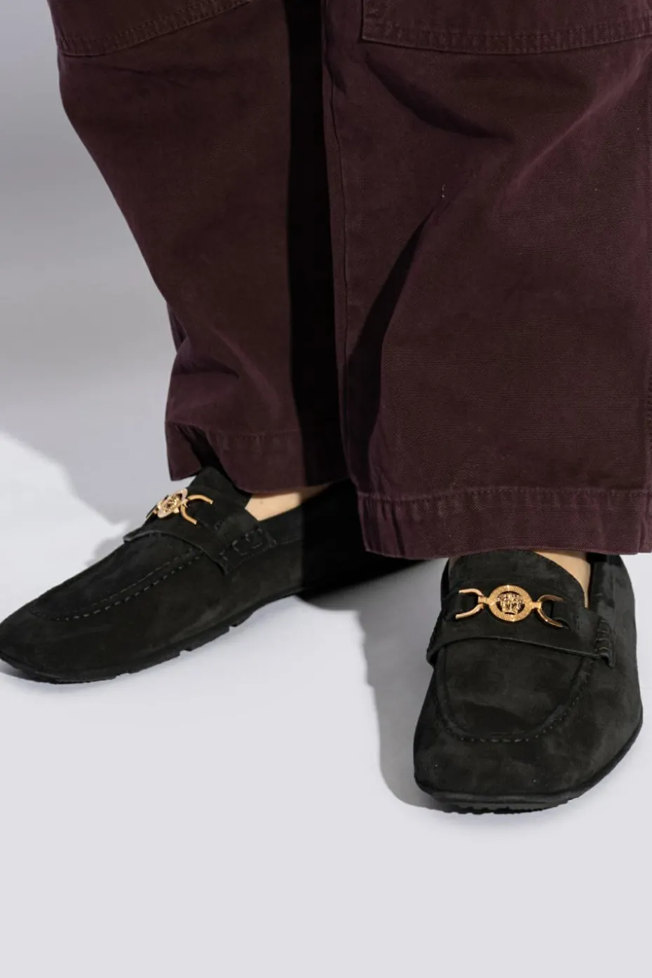 Versace CZARNY Zamszowe mokasyny