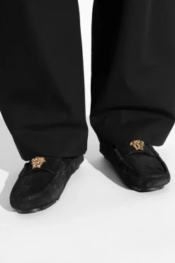 Versace CZARNY Zamszowe mokasyny