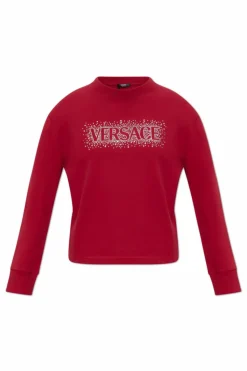Versace CZERWONY Bluza z połyskującymi kryształami