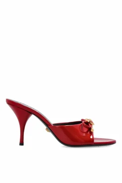 Versace CZERWONY Klapki na obcasie ‘Opera Bow’