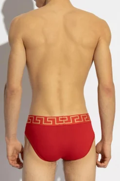 Versace CZERWONY Slipy z logo