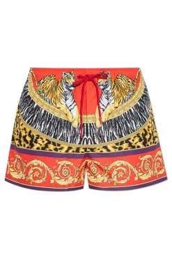 Versace CZERWONY Szorty kąpielowe z nadrukiem