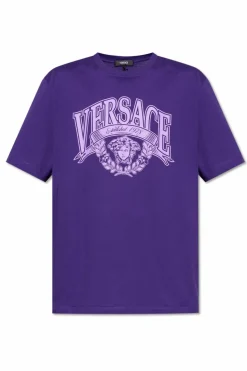 Versace FIOLETOWY T-shirt z nadrukiem