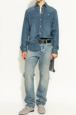 Versace GRANATOWY Jeansowa koszula