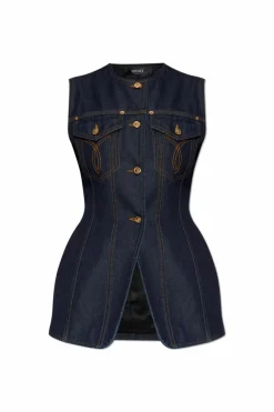 Versace GRANATOWY Jeansowa kamizelka